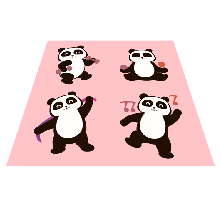 Panda-dansmotief vinyl tapijt kind - TenStickers