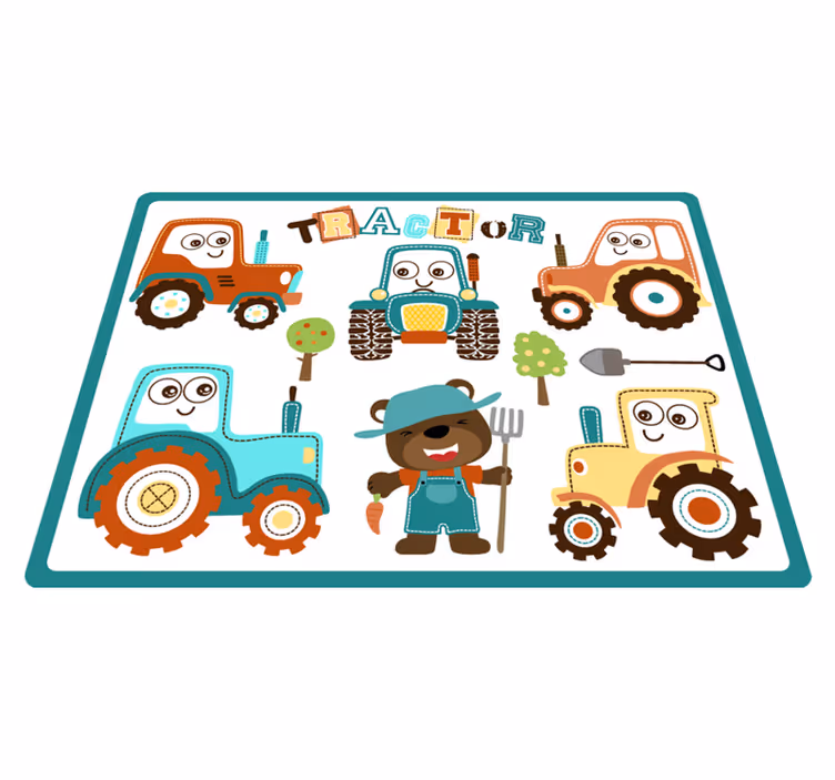 Geanimeerde tractoren vinyl tapijt kind - TenStickers