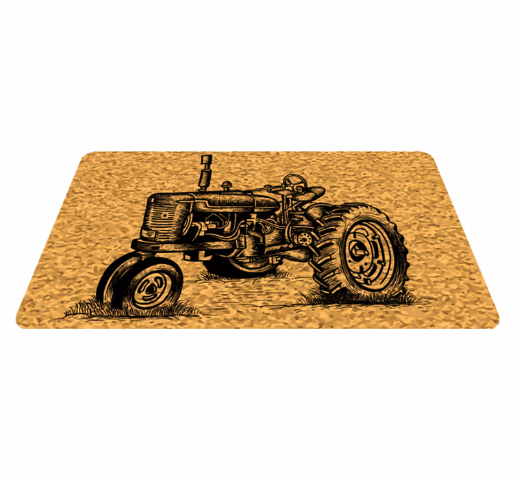 Vintage tractorillustratie vinyl tapijt antiek - TenStickers
