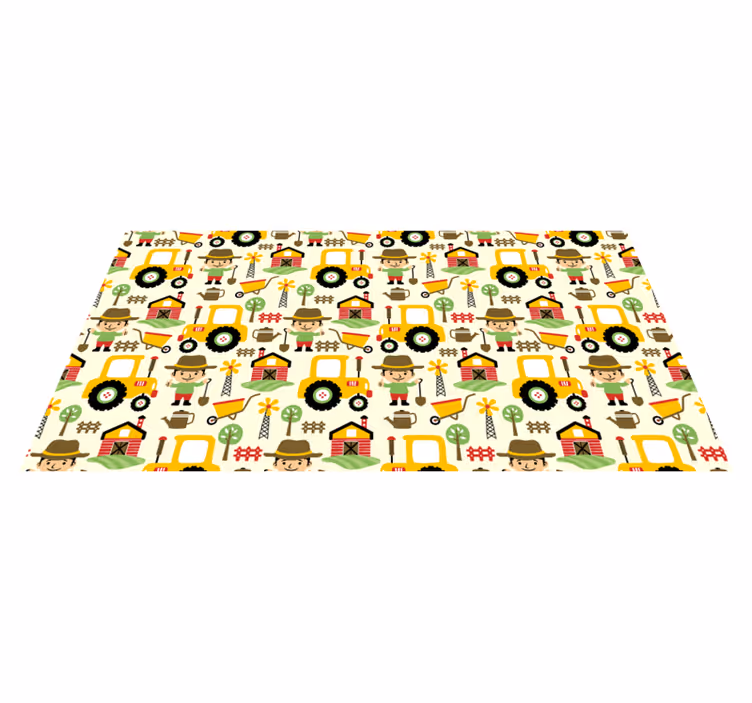 Kinderboerderijpatroon vinyl tapijt kind - TenStickers