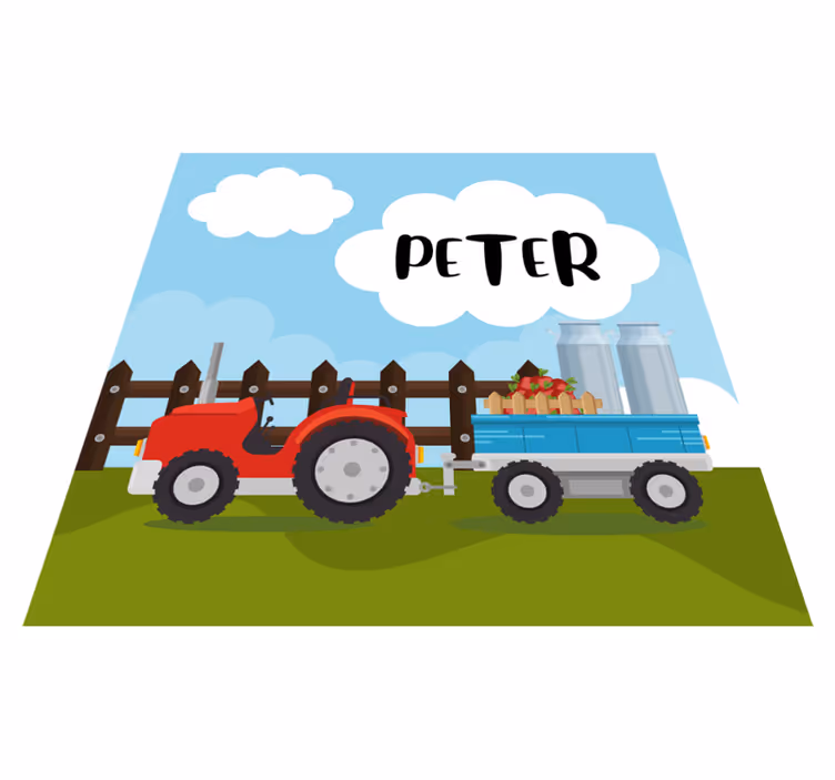 Aanpasbare boerderij vinyl tapijt met naam - TenStickers