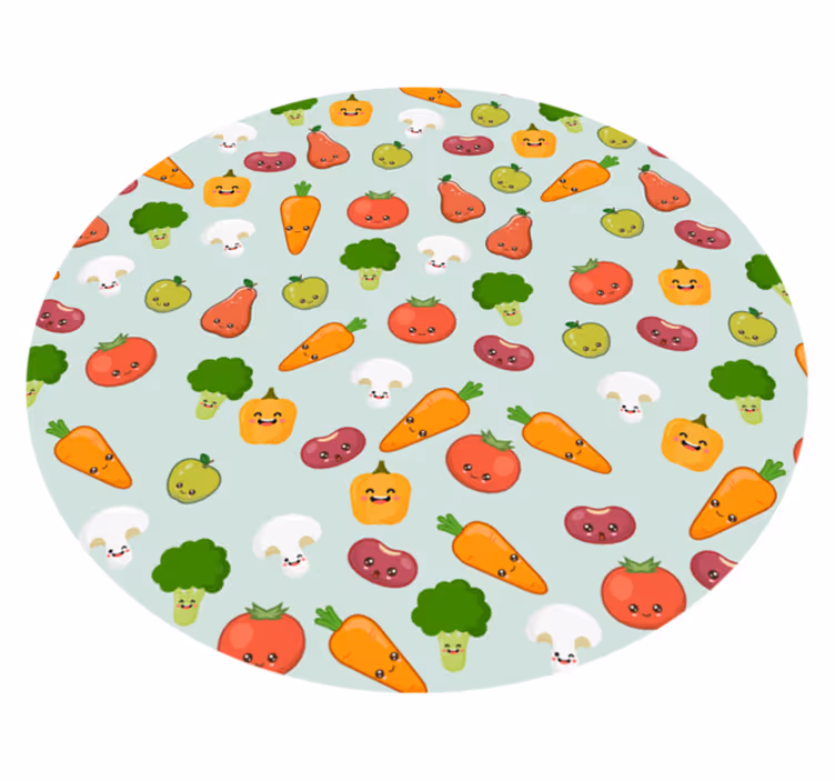 Vrolijk groentepatroon vinyl tapijt baby - TenStickers