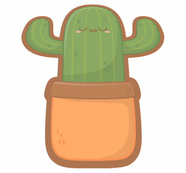 Schattige cactusillustratie vinyl tapijt bloemen en planten - TenStickers