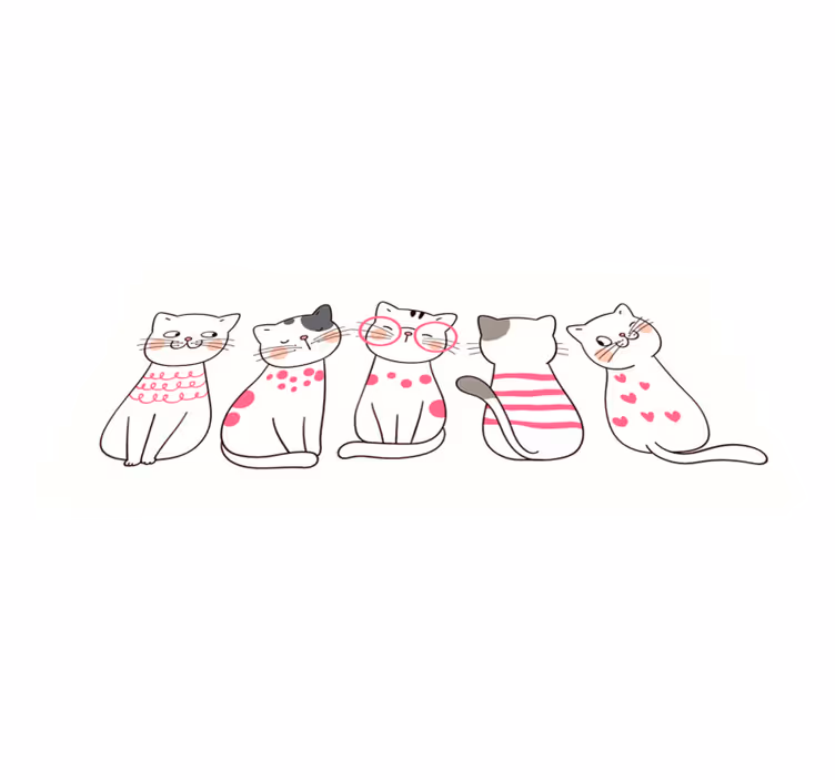 Speelse kattenillustraties vinyl tapijt meer kinderen - TenStickers