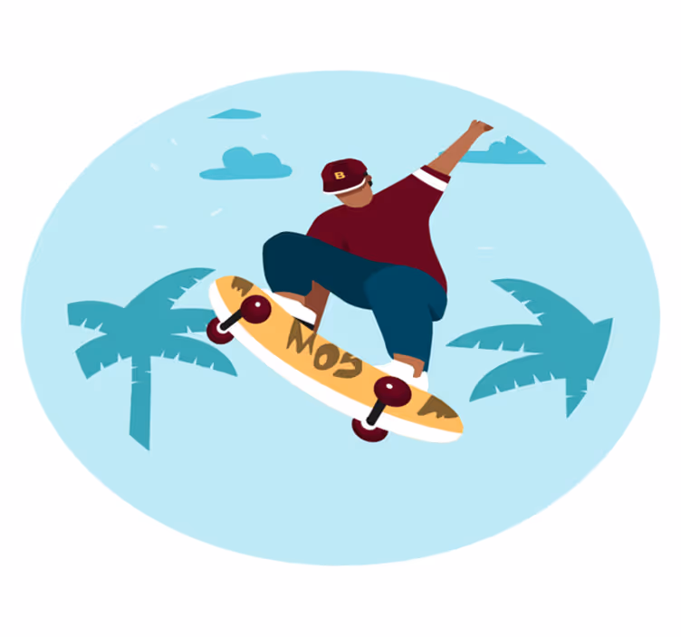 Skateboarden illustratie vinyl tapijt tiener - TenStickers
