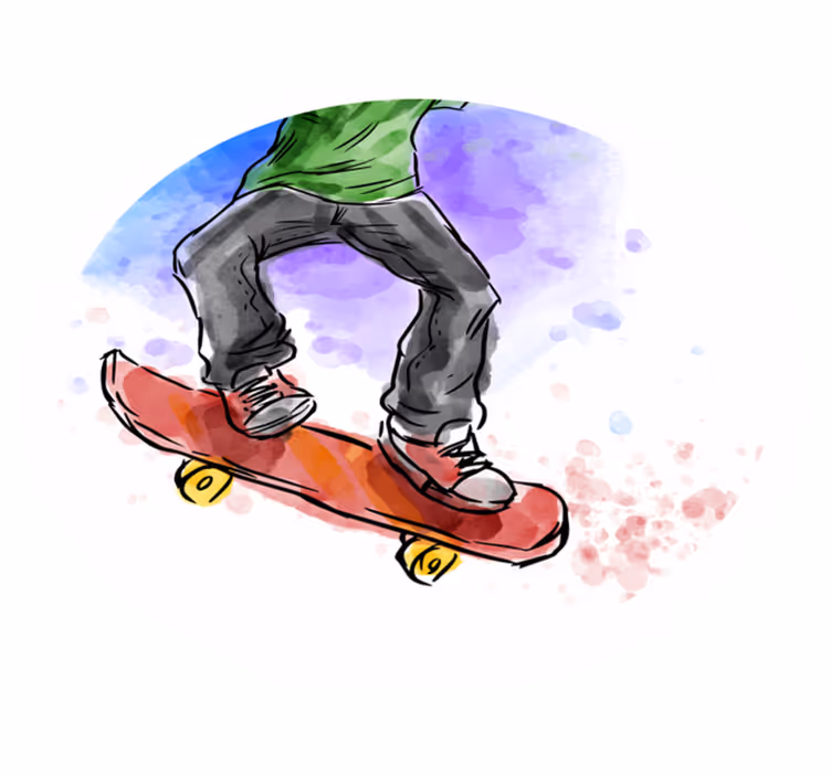 Skateboardillustratie vinyl tapijt meer kinderen - TenStickers