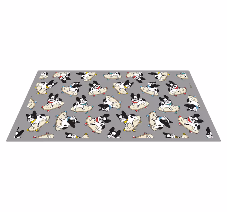 Patroon van schaatsende honden vinyl tapijt kind - TenStickers