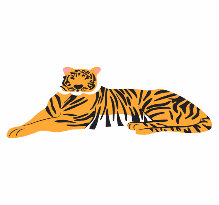 Tijgerkunstwerk dieren vinyl tapijt - TenStickers