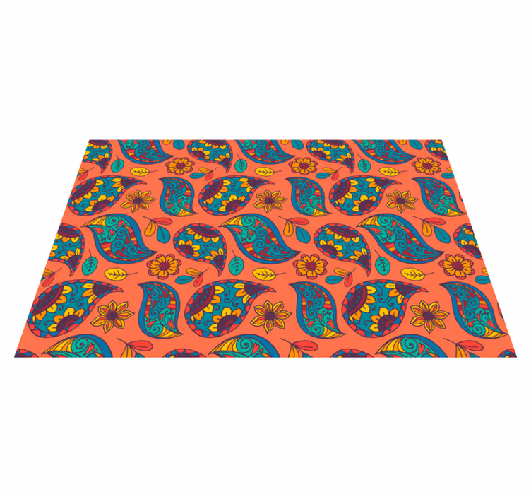 Bloemenpaisleypatroon vinyl tapijt bloemen en planten - TenStickers