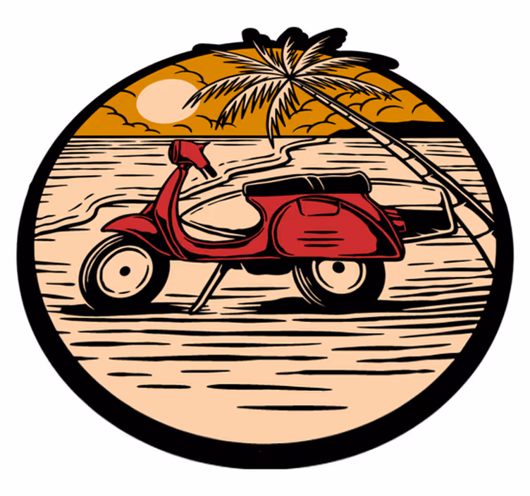 Tropische scooterscène vinyl tapijt meer kinderen - TenStickers