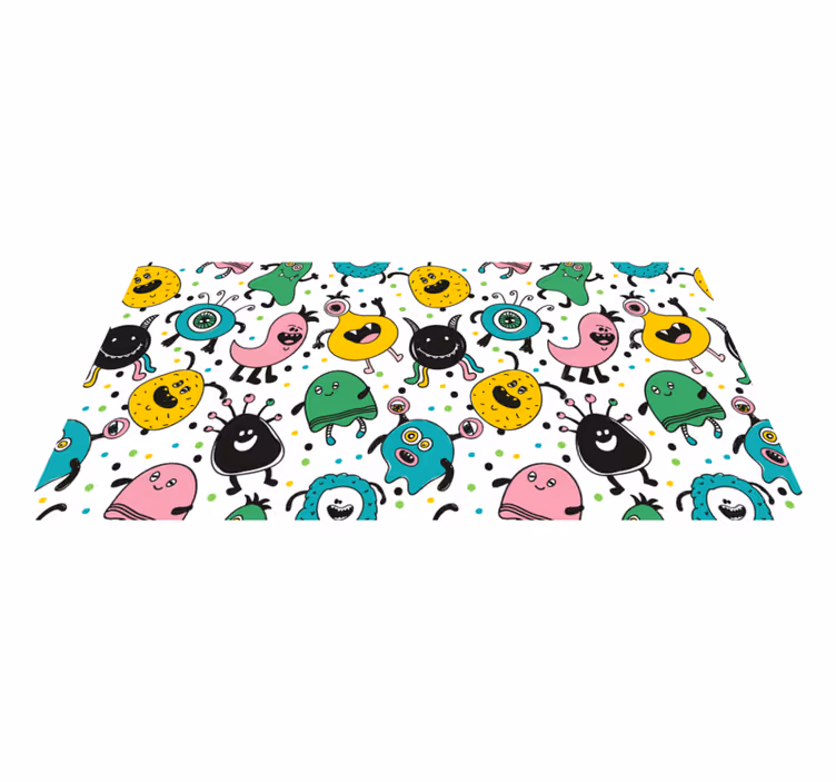 Speelse monsterillustratie vinyl tapijt meer kinderen - TenStickers