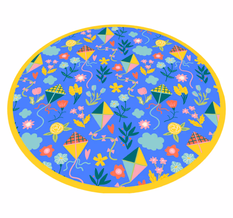 Bloemenvliegermotief vinyl tapijt bloemen en planten - TenStickers