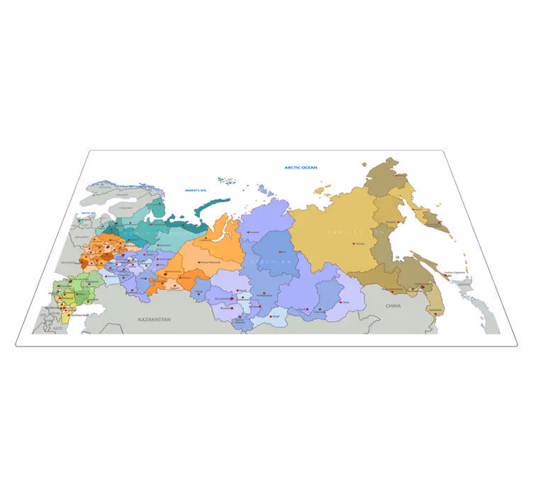 Russische regio's vinyl tapijt wereldkaart - TenStickers