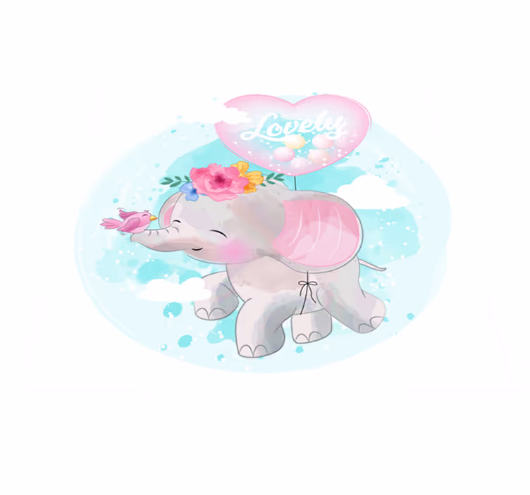 Kinderlijke olifantsillustratie vinyl tapijt baby - TenStickers