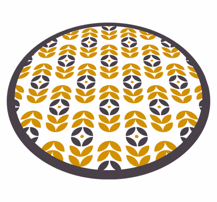 Stijlvol bladpatroon vinyl tapijt rond - TenStickers