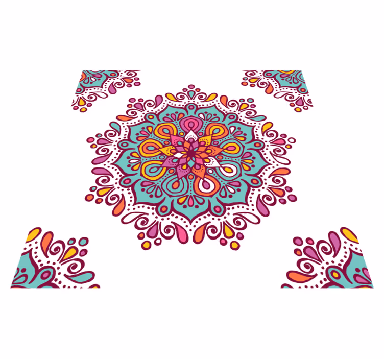 Kleurrijk ingewikkeld patroon vinyl tapijt mandala - TenStickers