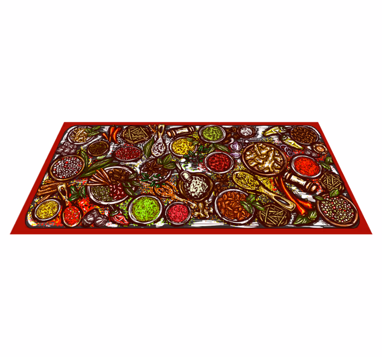 Smaakvolle culinaire spread vinyl tapijt keuken - TenStickers