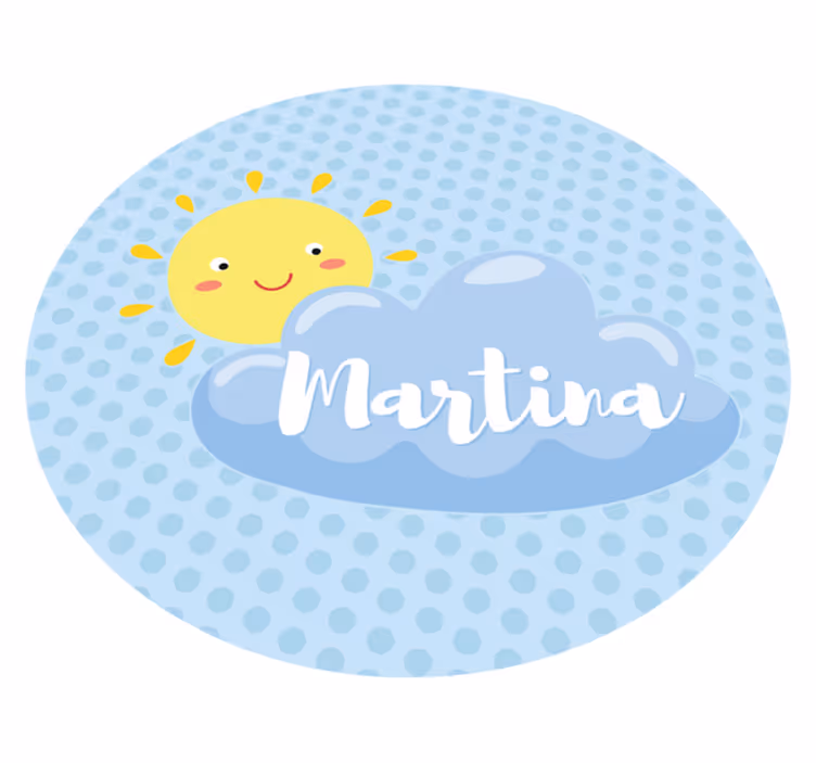 Zon en wolk met naam vinyl tapijt meer kinderen - TenStickers