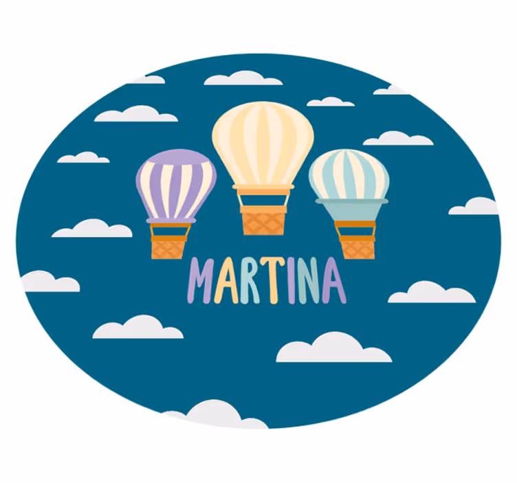 Luchtballonnen met naam vinyl tapijt meer kinderen - TenStickers