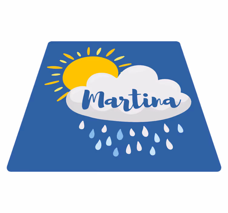 Regenachtige wolk met naam vinyl tapijt meer kinderen - TenStickers