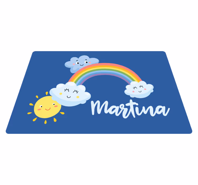 Aangepaste wolken met regenboog vinyl tapijt meer kinderen - TenStickers