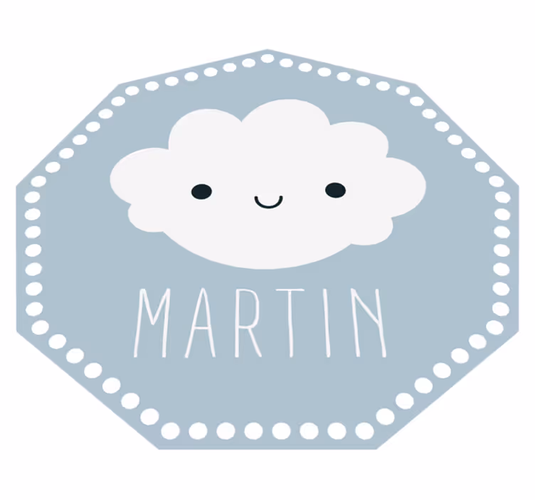 Vinyl tapijt baby grijze wolk met naam - TenStickers