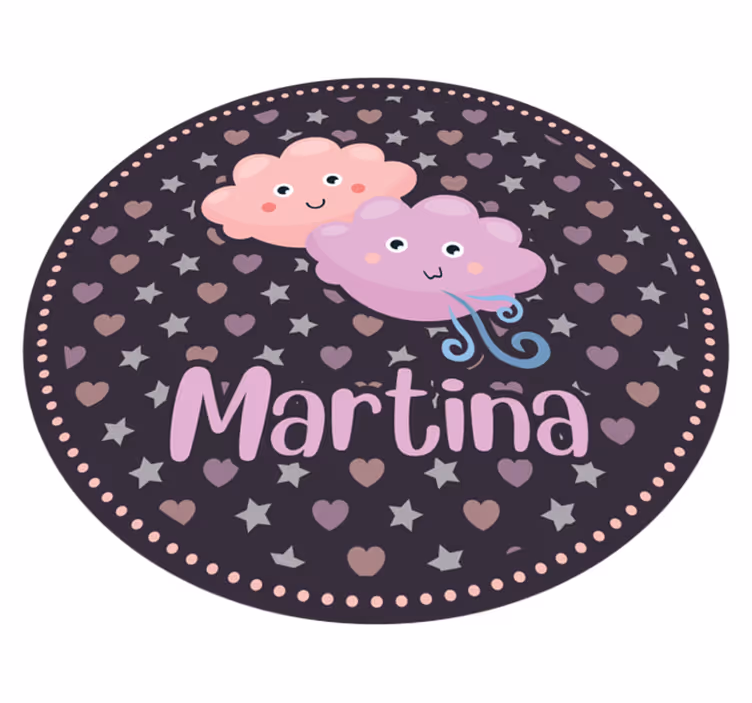 Paarse wolken met naam vinyl tapijt meer kinderen - TenStickers