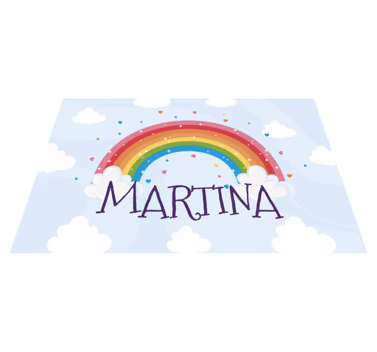 Regenboog aangepaste naam vinyl tapijt meer kinderen - TenStickers