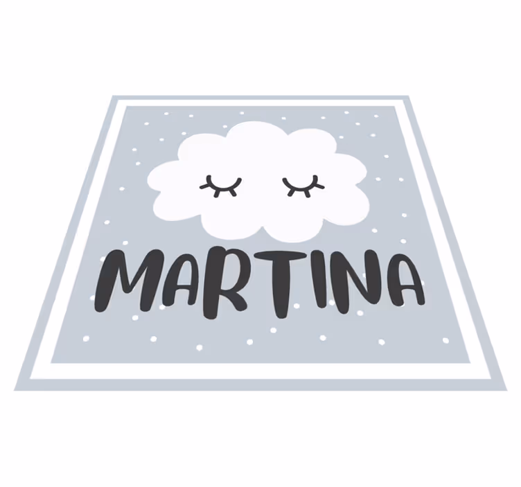 Grijze wolk met naam vinyl tapijt baby - TenStickers