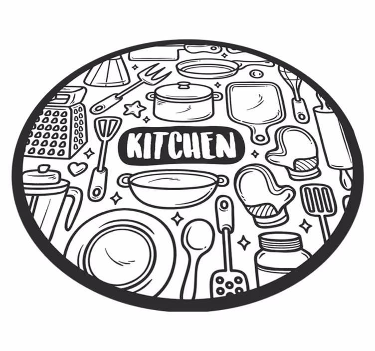 Essentiële grafische afbeeldingen vinyl tapijt rond - TenStickers