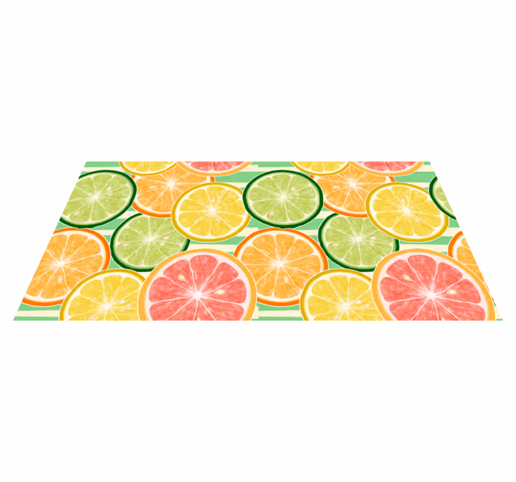 Citrusvruchtenpatroon vinyl tapijt keuken - TenStickers