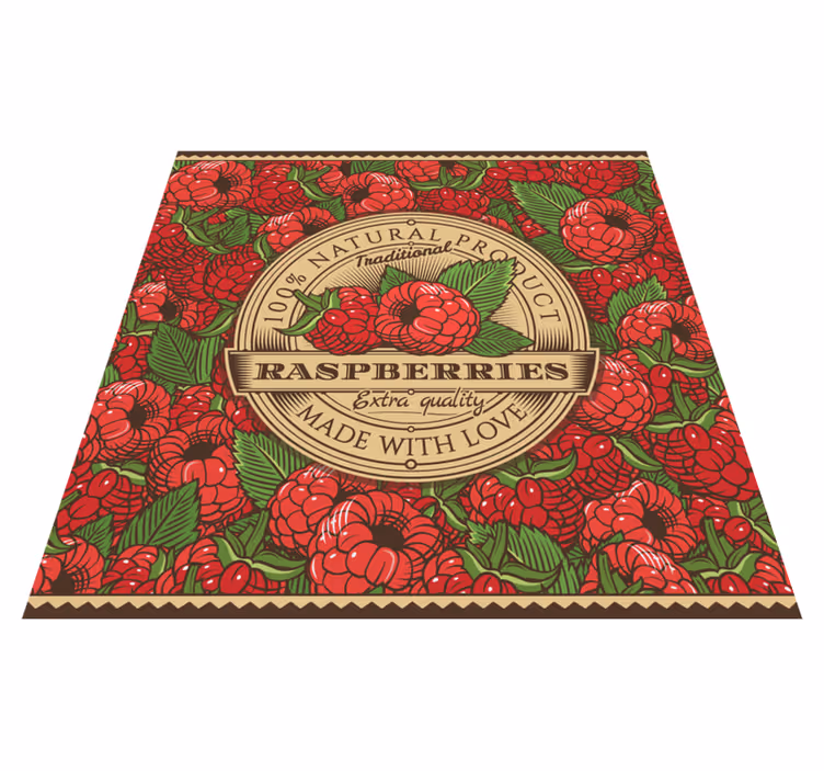 Frambozen bloemenpatroon vinyl tapijt keuken - TenStickers