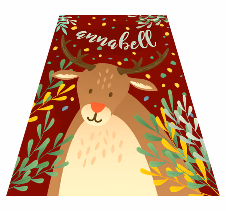 Rendier met naam vinyl tapijt kerstmis - TenStickers