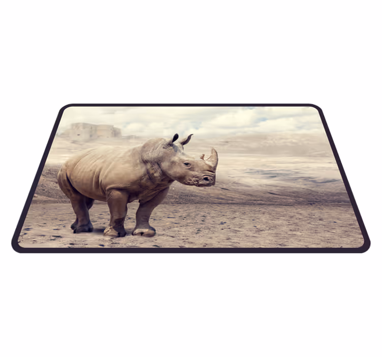 Majestueuze neushoornscène dieren vinyl tapijt - TenStickers