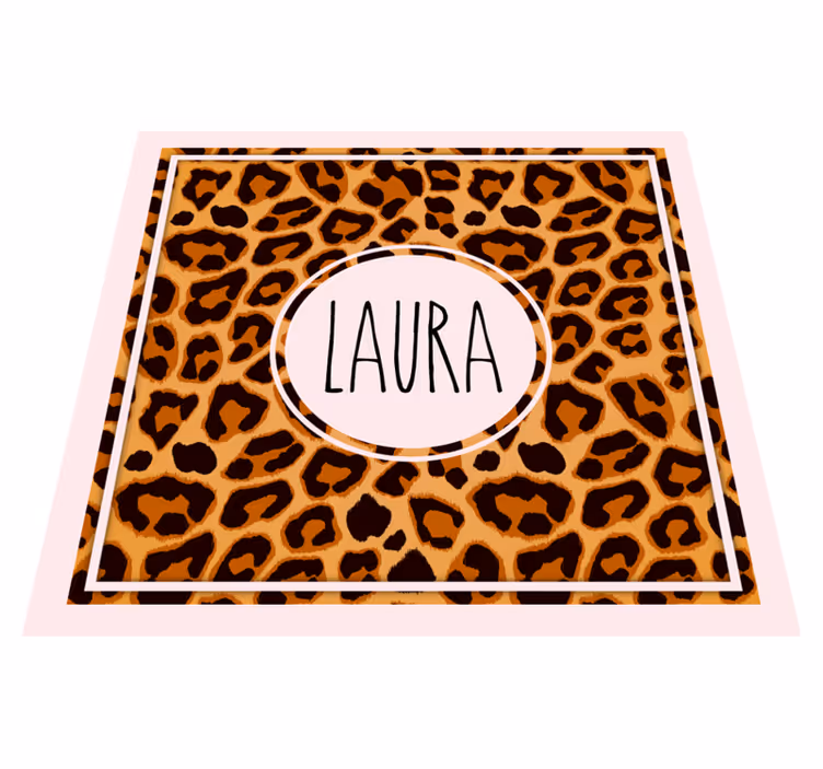 Luipaardpatroon met naam vinyl tapijt tiener - TenStickers