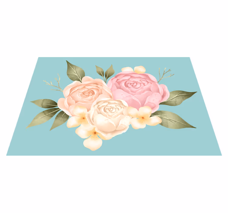 Botanische samenstelling vinyl tapijt bloemen en planten - TenStickers