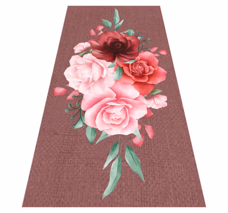Rozenboeket elegantie vinyl tapijt bloemen en planten - TenStickers