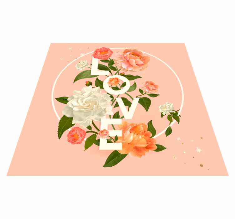 Liefdesbloemen ontwerp vinyl tapijt tiener - TenStickers