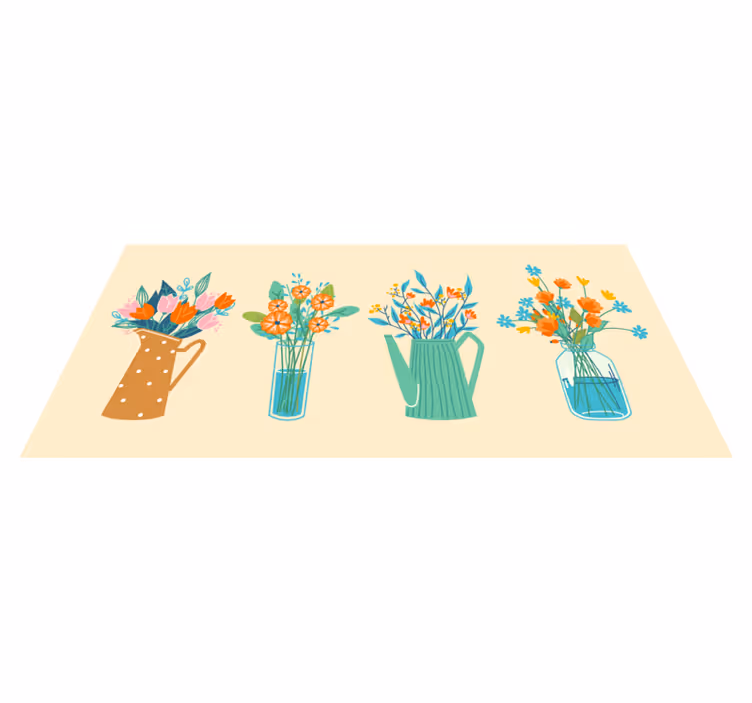 Vinyl tapijt bloemen en planten bloemstuk display - TenStickers