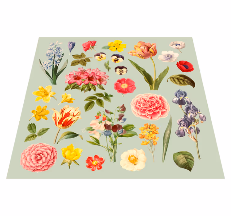 Vinyl tapijt bloemen en planten botanische collectie - TenStickers