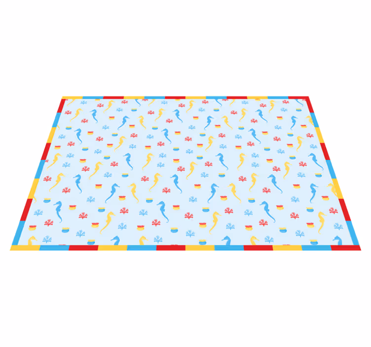 Zeepaardje blauw ontwerp vinyl tapijt badkamer - TenStickers