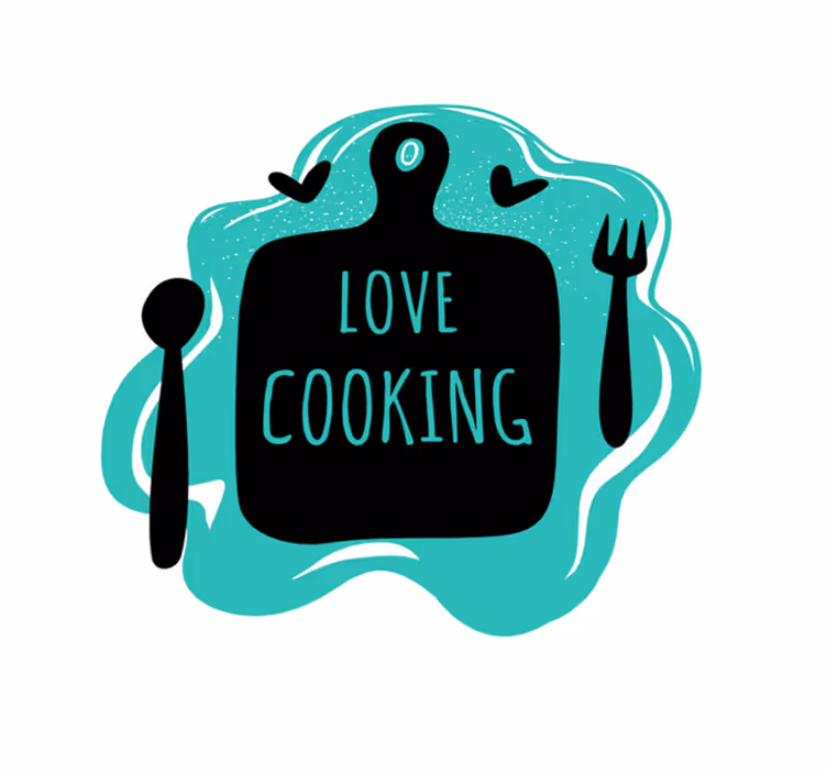 Snijplank liefde koken vinyl tapijt keuken - TenStickers