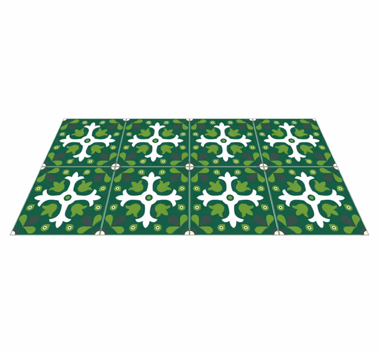 Smaragdgroene botanische prent vinyl tapijt natuur - TenStickers