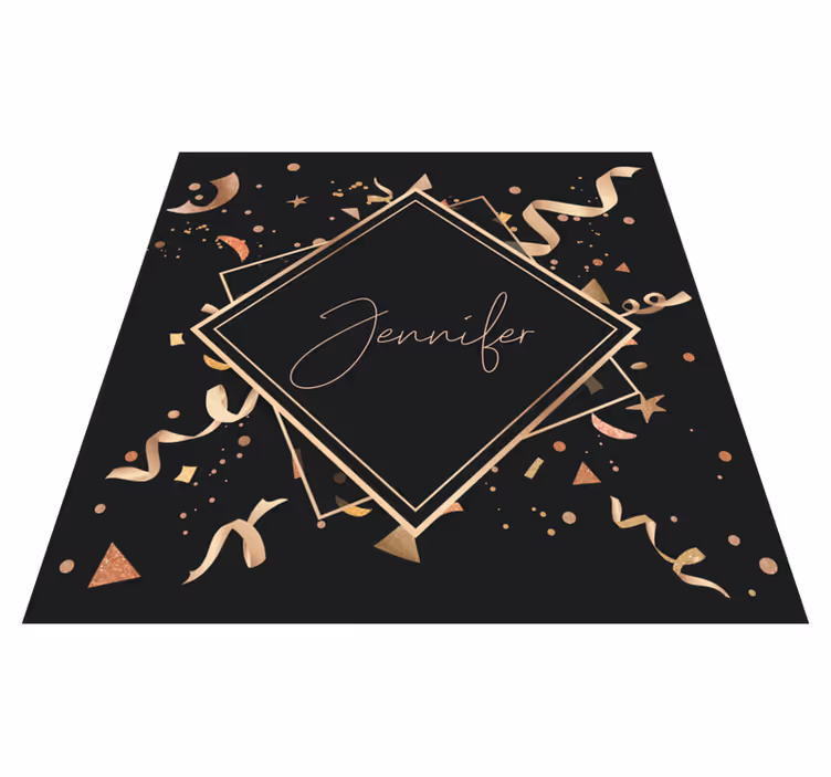 Gouden confetti met naam vinyl tapijt tiener - TenStickers