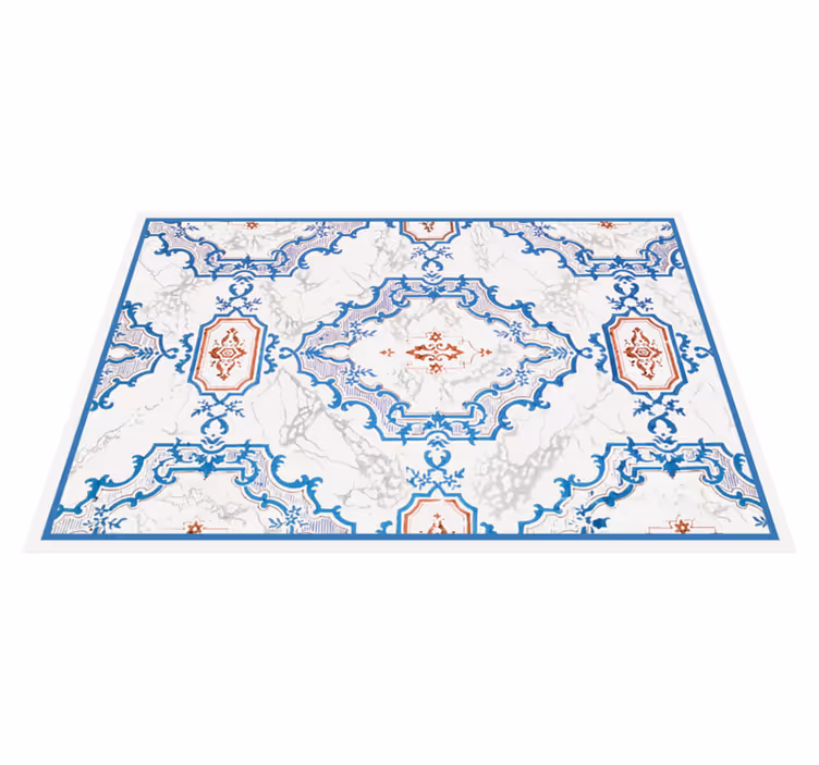Elegante blauwe patronen marmeren vinyl tapijt - TenStickers