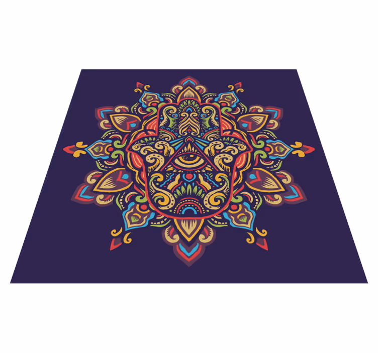 Blauw achtergrondontwerp vinyl tapijt mandala - TenStickers