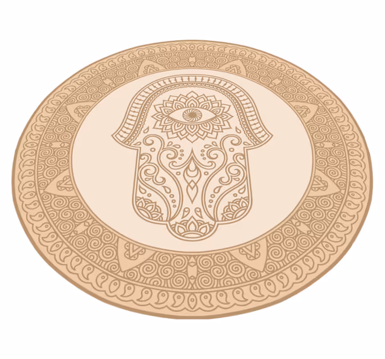 Beige fatima hand symbool vinyl tapijt mandala - TenStickers