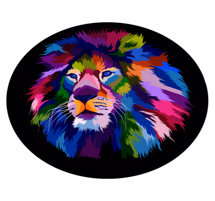 Kleurrijke leeuwenkop dieren vinyl tapijt - TenStickers