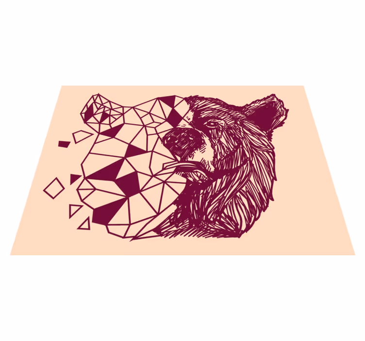 Geometrische berenkop dieren vinyl tapijt - TenStickers