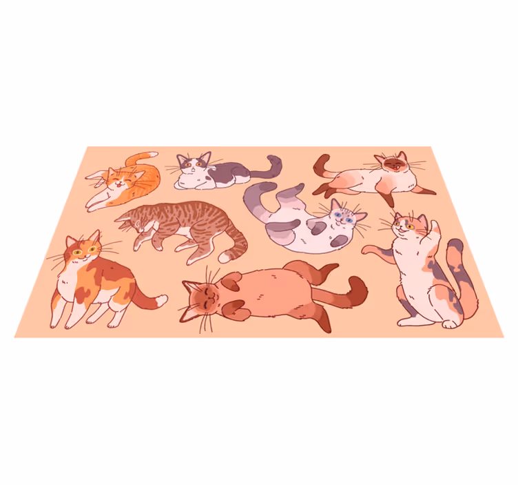 Kattenkunstwerk dieren vinyl tapijt - TenStickers